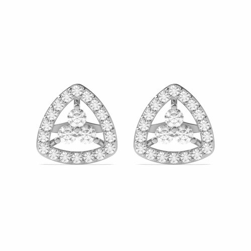 3 Prong Round White Gold Triangle Diamond Earrings