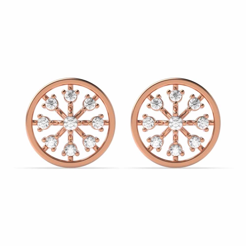 3 Prong Round Rose Gold Unique Diamond Earrings