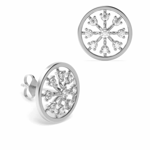 3 Prong Round White Gold Unique Diamond Earrings