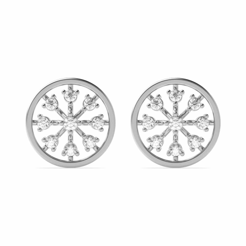 3 Prong Round White Gold Unique Diamond Earrings