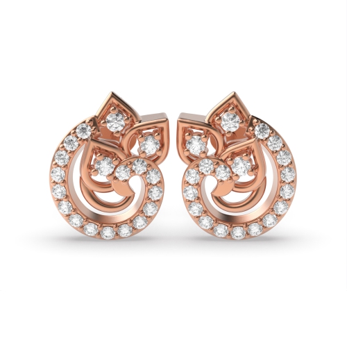 4 Prong Round Rose Gold Unusual Diamond Earrings