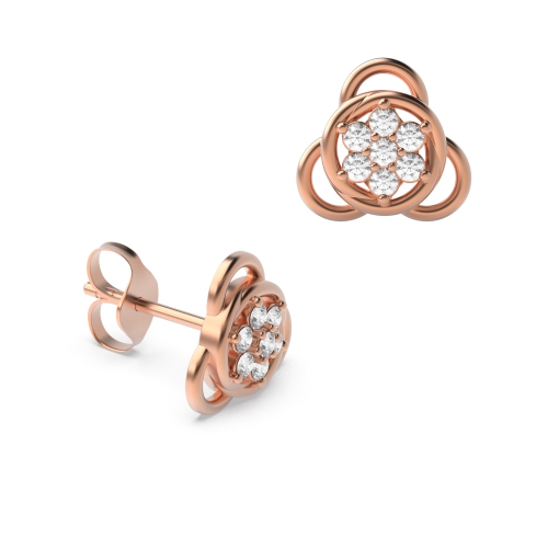 6 Prong Round Rose Gold Unique Diamond Earrings
