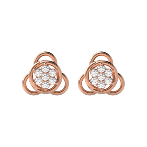 6 Prong Round Rose Gold Unique Diamond Earrings
