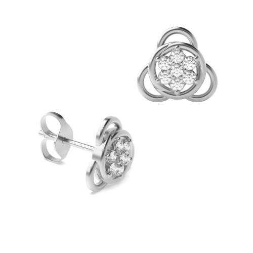 6 Prong Round White Gold Unique Diamond Earrings