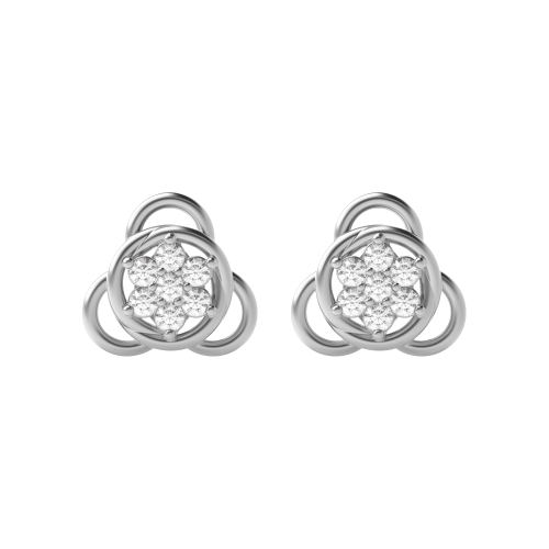 6 Prong Round White Gold Unique Diamond Earrings