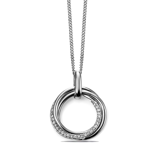 4 Prong Round Silver Open Circle Pendant Necklaces