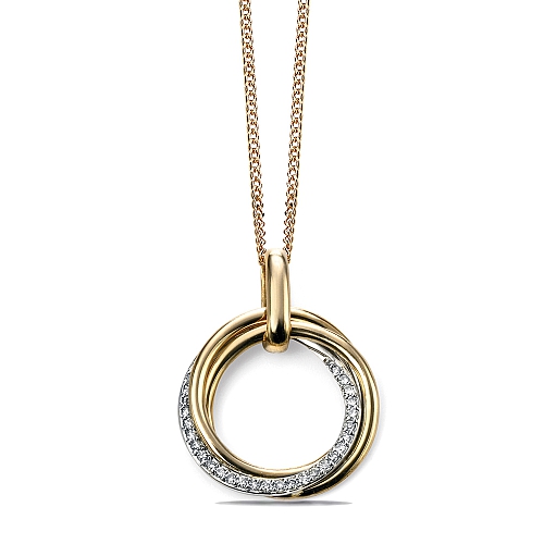 4 Prong Round Yellow Gold Open Pendant Necklaces