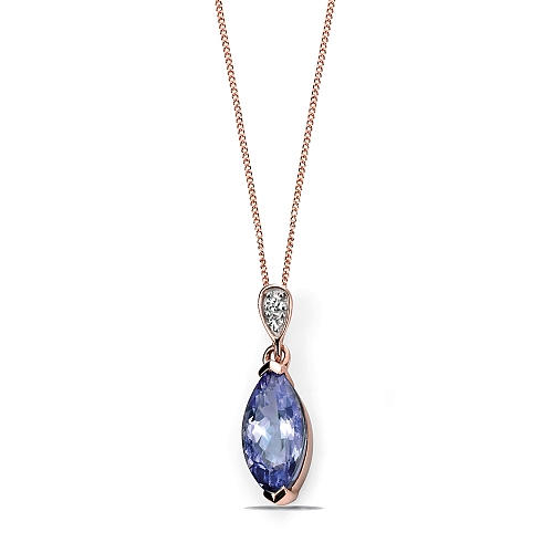 4 Prong Marquise Rose Gold Glisten Lab Grown Diamond Pendant Necklaces