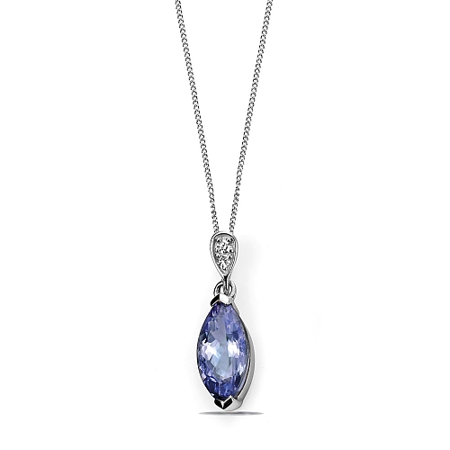 4 Prong Marquise Glisten Tanzanite Pendant Necklaces