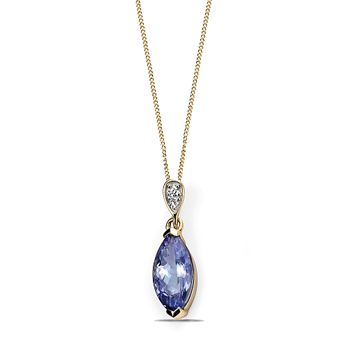 4 Prong Marquise Yellow Gold Glisten Naturally Mined Diamond Gemstone Pendant Necklaces