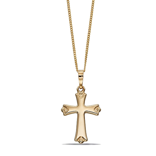 Yellow Gold Byzantine Cross Pendant Necklace