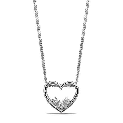 Delicate Heart Dainty Diamond Necklace (15mm X 14.5mm)