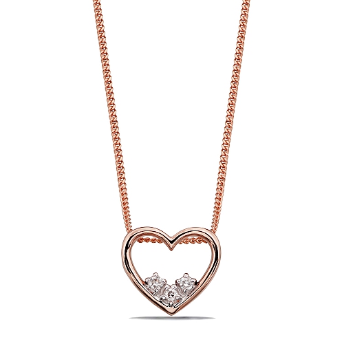 4 Prong Round Rose Gold Delicate Dainty Heart Pendant Necklace