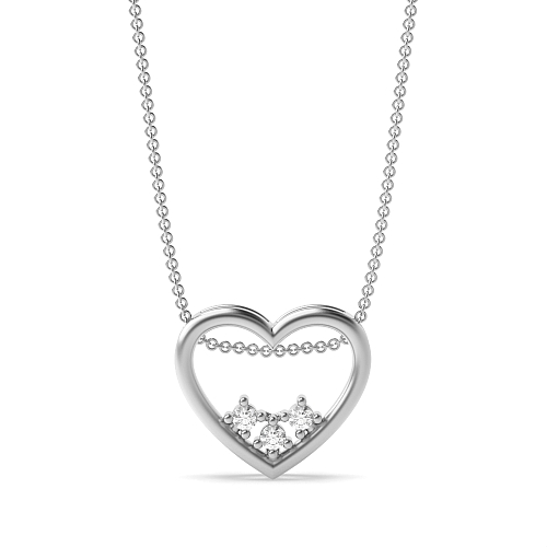 4 Prong Round Delicate dainty Heart Pendant Necklaces