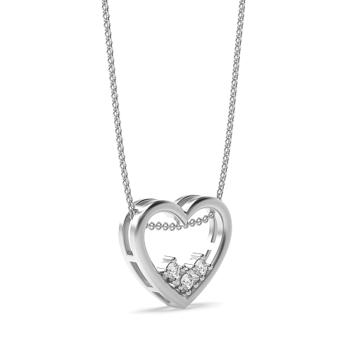 4 Prong Round Delicate dainty Heart Pendant Necklaces