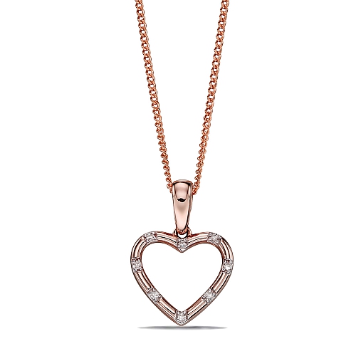 4 Prong Round Rose Gold JourneyCharm Heart Pendant Necklace