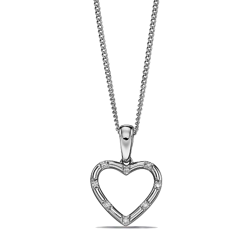 4 Prong Round White Gold JourneyCharm Heart Pendant Necklace