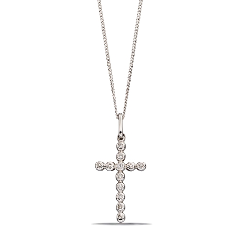 4 Prong Round Cross Pendant Necklaces