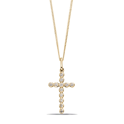 Rub Over Must Have Diamond Cross Pendant Necklace (18Mm X 9Mm)