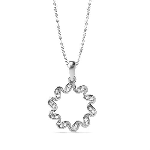 4 Prong Round Exclusive ribbon twist Lab Grown Diamond Pendant Necklaces