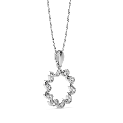 4 Prong Round Exclusive ribbon twist Lab Grown Diamond Pendant Necklaces