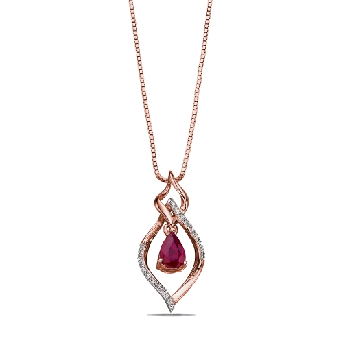 Prong Pear Rose Gold Fancy drop Lab Grown Diamond Pendant Necklaces