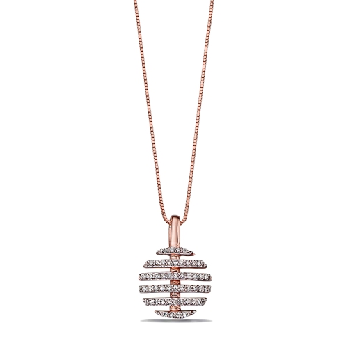 4 Prong Round Rose Gold Split circle Cluster Pendant Necklaces