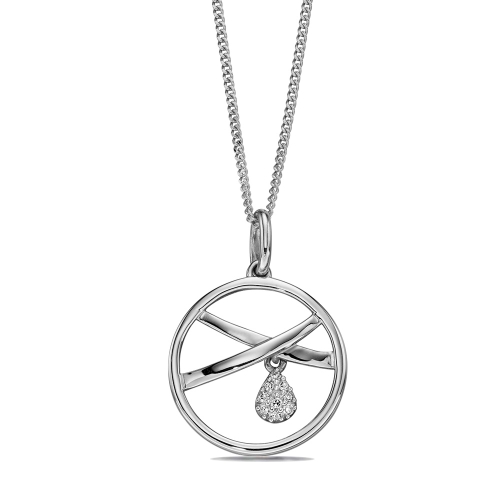Hoopla Pendant with Tear Drop Charm Moissanite Necklace (14.5mm X 13mm)