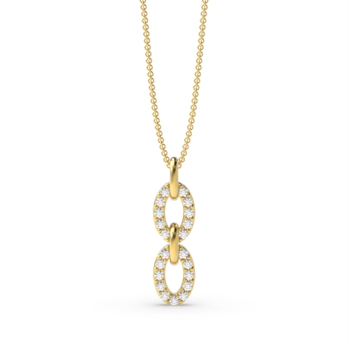 4 Prong Round Yellow Gold Double Pendant Necklaces