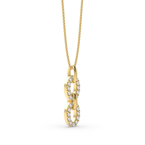 4 Prong Round Yellow Gold Double Pendant Necklaces
