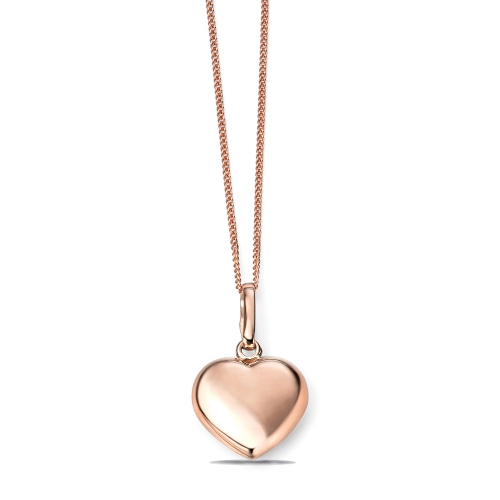 Personalize Plain Gold Heart Shape Diamond Necklace (15.5mm X 11mm)