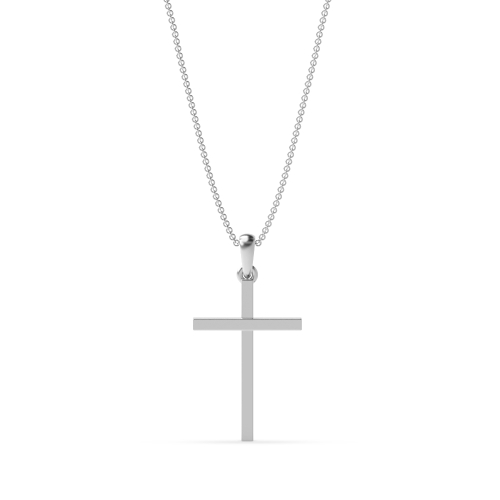 Plain Cross Pendant Necklace In Gold And Platinum (21Mm X 13Mm)