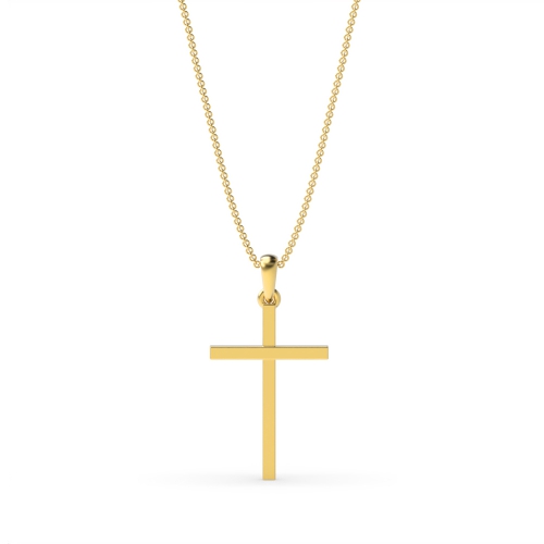 Plain Cross Pendant Necklace In Gold And Platinum (21Mm X 13Mm)