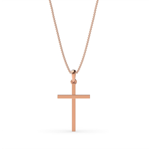 Rose Gold plain classic Cross Pendant Necklace