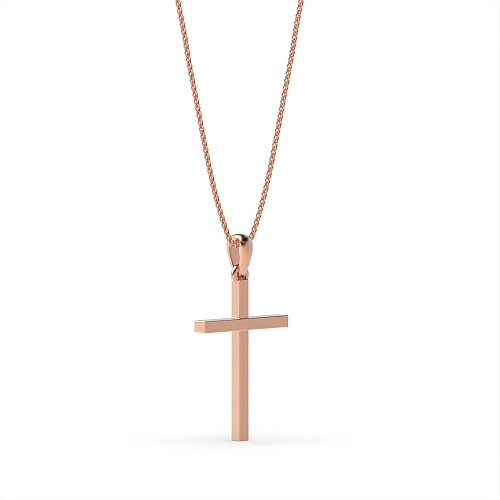 Rose Gold plain classic Cross Pendant Necklace