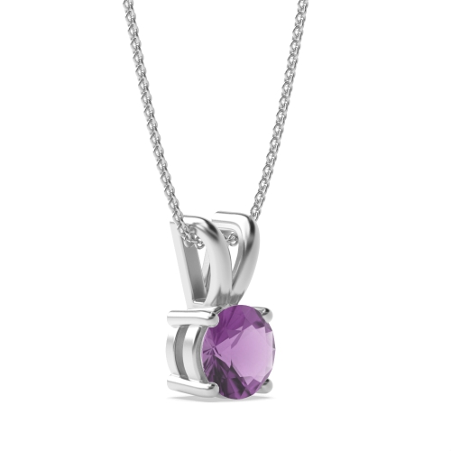 4 Prong Classic Amethyst Solitaire Pendant Necklace