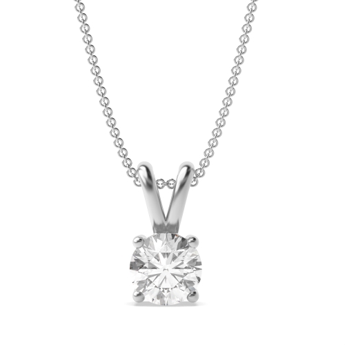 Round 0.20 I1 I ABELINI 18K White Gold Round 4 Prong Set Solitaire Diamond Pendant Necklace