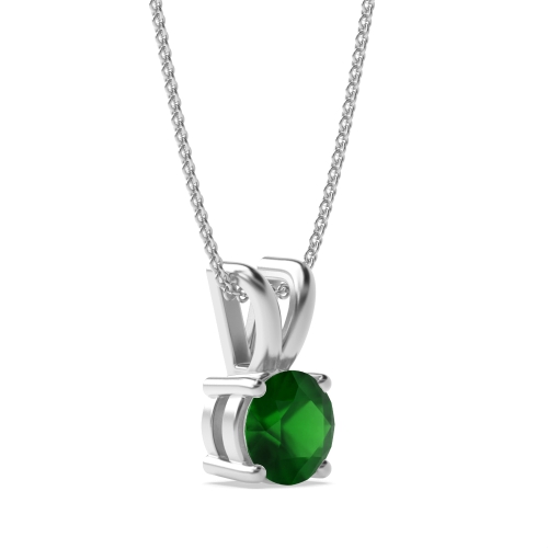 4 Prong Classic Emerald Solitaire Pendant Necklace