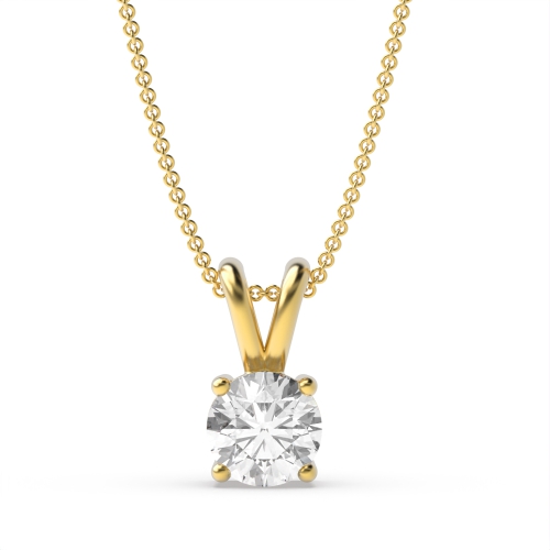 Round 0.20 I1 G ABELINI 18K Yellow Gold Round 4 Prong Set Solitaire Diamond Pendant Necklace