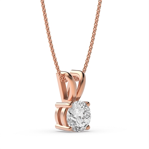 4 Prong Rose Gold split bale Solitaire Pendant Necklace