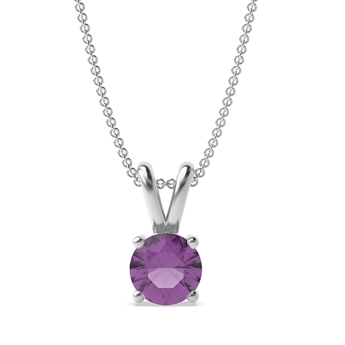 4 Prong Split bale Amethyst Pendant Necklaces