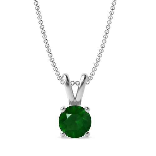 4 Prong Split bale Emerald Pendant Necklaces