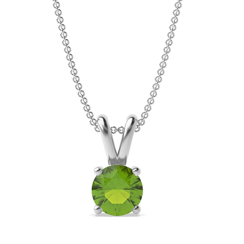 4 Prong Split bale Peridot Solitaire Pendant Necklaces