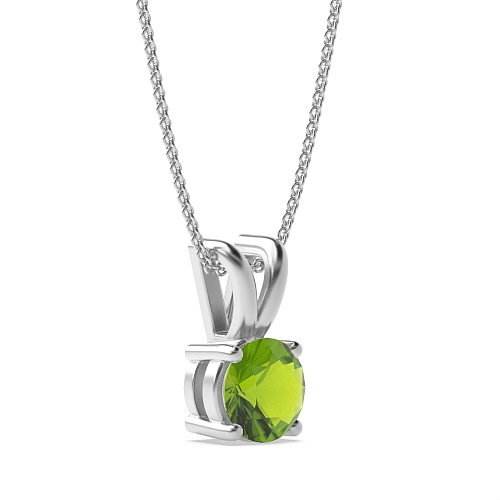 4 Prong Split bale Peridot Solitaire Pendant Necklaces