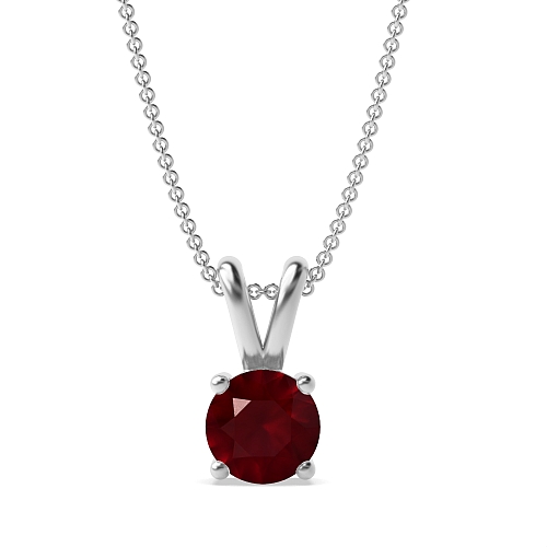 4 Prong Split bale Ruby Pendant Necklaces