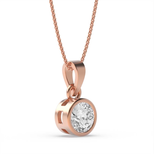 4 Prong Rose Gold solid bale with link Solitaire Pendant Necklace