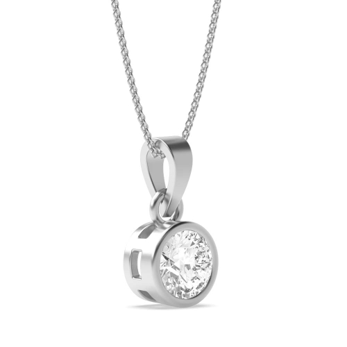 4 Prong Round solid bale with link Solitaire Pendant Necklace