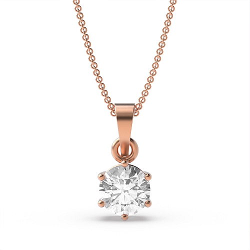 4 Prong Rose Gold timeless Solitaire Pendant Necklace