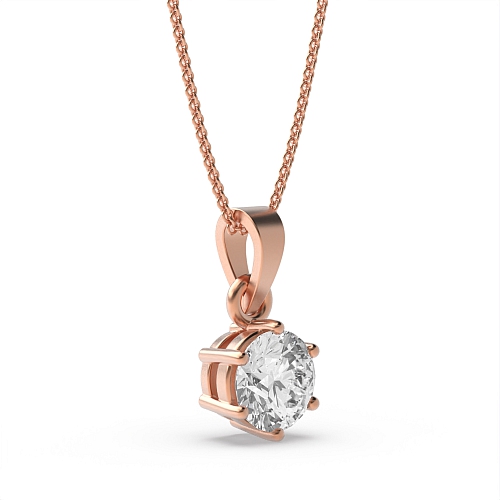 4 Prong Rose Gold timeless Solitaire Pendant Necklace