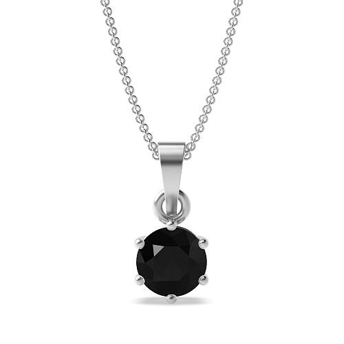 6 Prong Timeless Black Diamond Pendant Necklaces